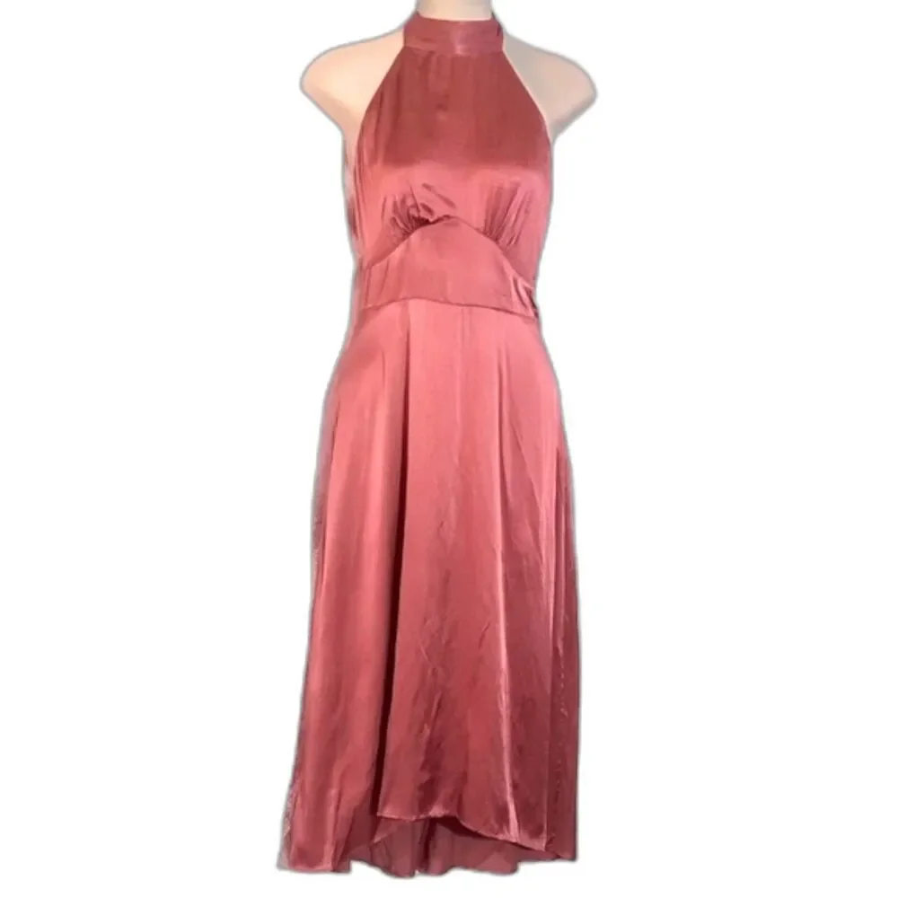 Abercrombie & Fitch Rust Color Satin Halter Style Evening Gown Size MP